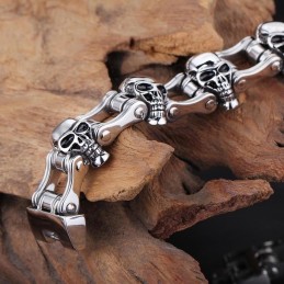 Pánský Motorkářský Náramek Elegantní Styl S Lebkou V Titanu