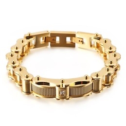 Pánský Titanový Náramek Rock Biker Chain S Diamantem
