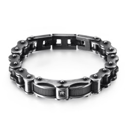 Pánský Titanový Náramek Rock Biker Chain S Diamantem