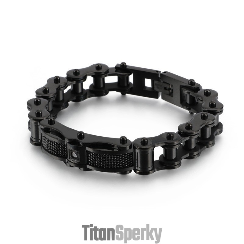 Pánský Titanový Náramek Rock Biker Chain S Diamantem Pánský Titanový Náramek Rock Biker Chain S Diamantem