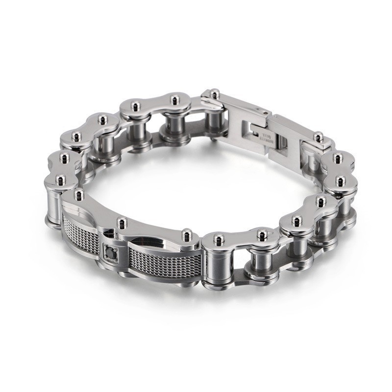 Pánský Titanový Náramek Rock Biker Chain S Diamantem Pánský Titanový Náramek Rock Biker Chain S Diamantem
