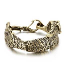 Vintage Cool Antique Gold Titanový Náramek S Tygrem Pro Muže
