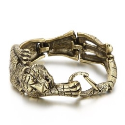 Vintage Cool Antique Gold Titanový Náramek S Tygrem Pro Muže
