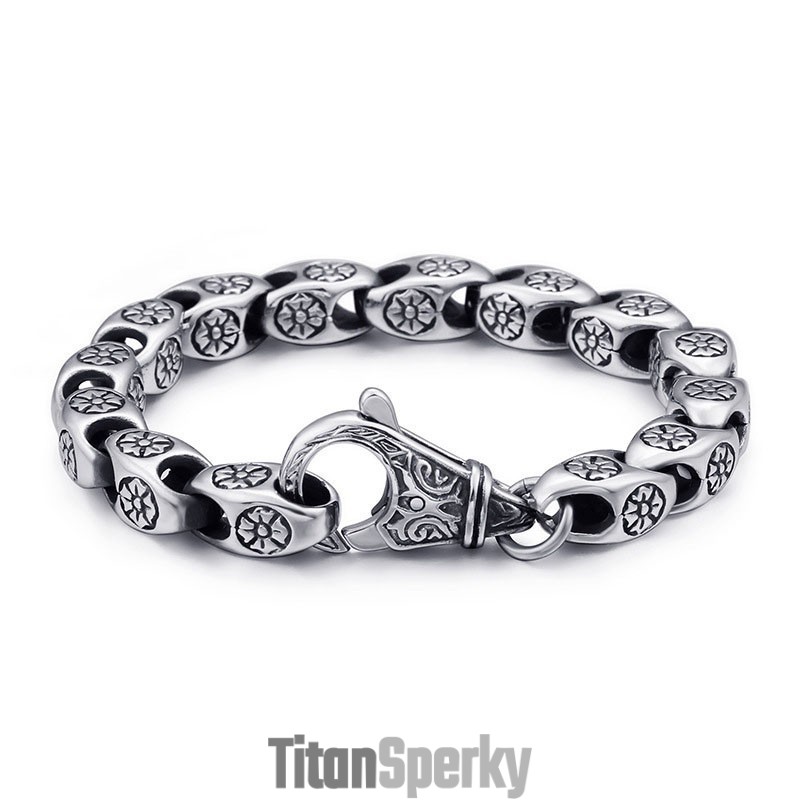 Titanové Retro Šperky Cool Flower Dutý Elegantní Titanový Náramek Pro Muže Titanové Retro Šperky Cool Flower Dutý Elegantní Titanový Náramek Pro Muže