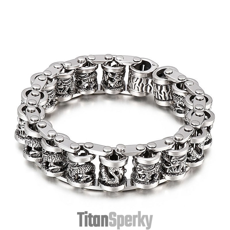 Pánský Titanový Náramek Retro Cool Dragon Bike Chain