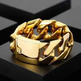 Módní ve žluté barvě 31Mm Široký Titanový Hip Hopový Náramek