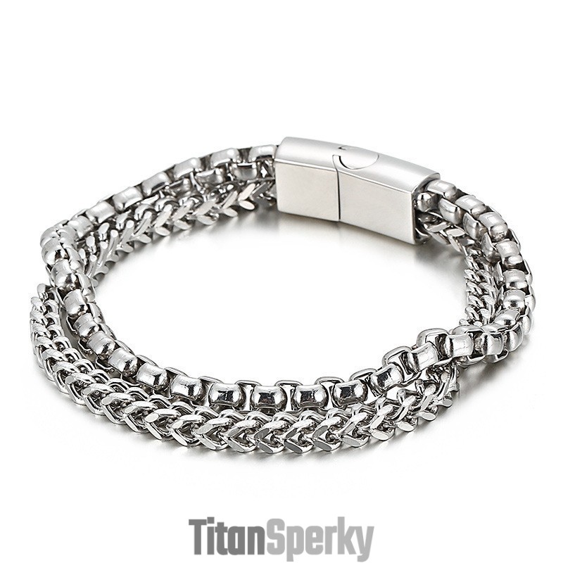 Pánský Čtvercový Dvouvrstvý Titanový Náramek