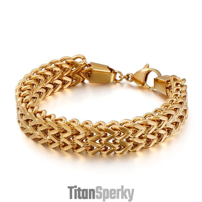 Pánský Titanový Náramek S Dvojitým V Řetízkem