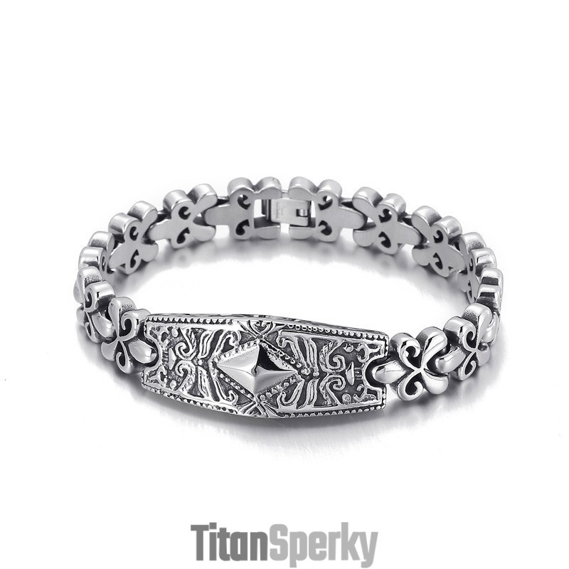 Pánský Titanový Náramek Ve Tvaru Diamantu Značky Fashion Flower Bay Pánský Titanový Náramek Ve Tvaru Diamantu Značky Fashion Flower Bay