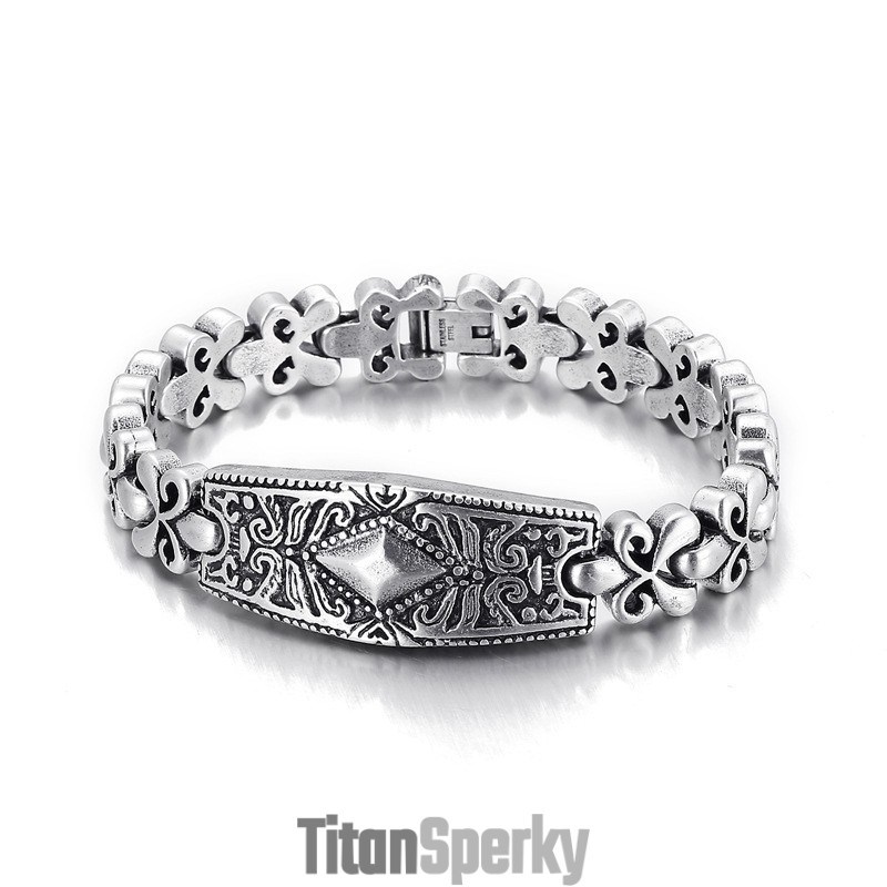 Pánský Titanový Náramek Ve Tvaru Diamantu Značky Fashion Flower Bay
