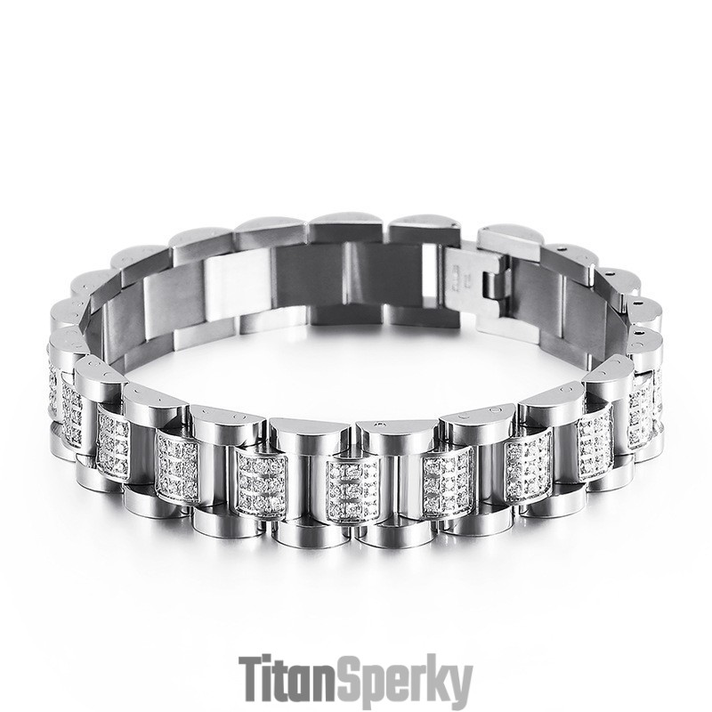 Pánský Titanový Náramek S Diamanty Titanový Náramek Pro Muže