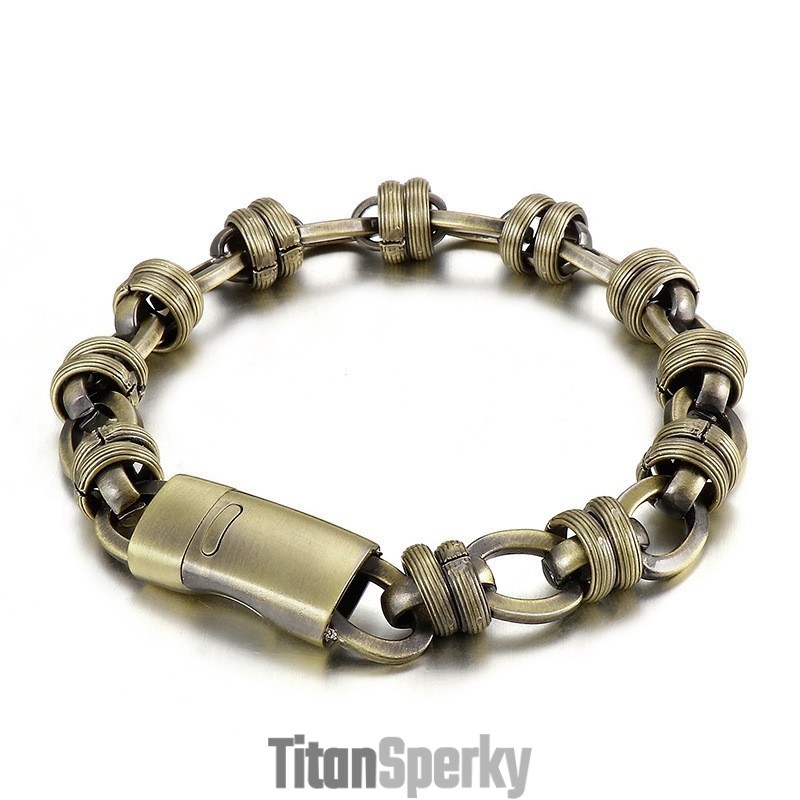 Pánský Vintage Bronzový Oválný Titanový Náramek