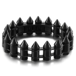 Pánský Titanový Motorkářský Náramek S Motivem Bullet Head