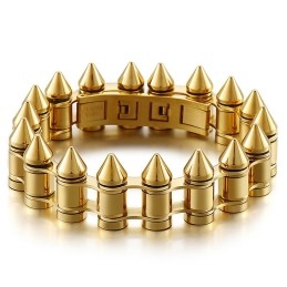 Pánský Titanový Motorkářský Náramek S Motivem Bullet Head