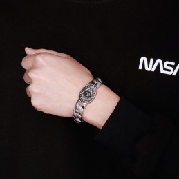 Pánský Titanový Náramek S Kulatým Plátem Ve Vintage Elegantním Stylu