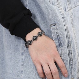 Pánský Kulatý Titanový Náramek S Hip-Hopovou Hlavou