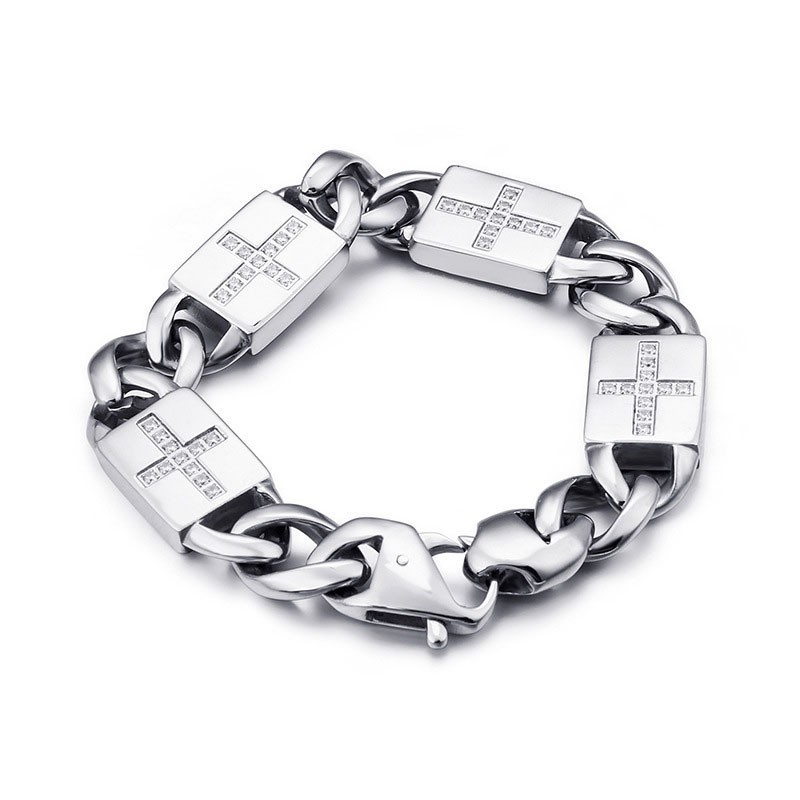 Módní Rockový Hip-Hopový Kříž S Diamanty Z Titanu