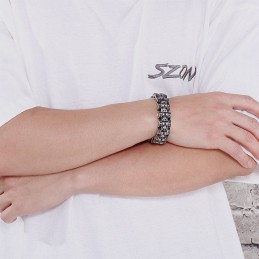 Pánský Titanový Náramek S Přehnanou Lebkou A Motorkářem