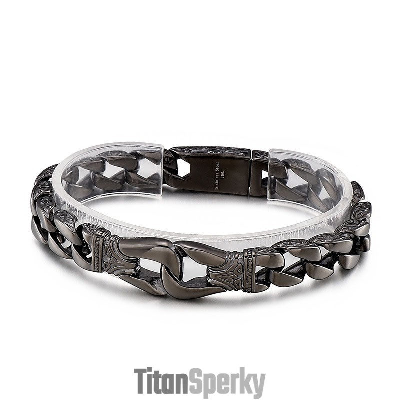 Pánský Náramek Cool Street Chic Hand Puller Lace Titanium S Patentním Mechanismem