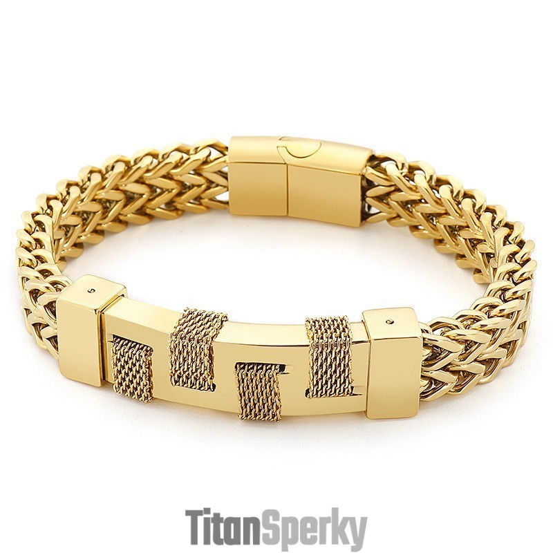 Módní Pouliční Zakřivený Značkový Tkaný Titanový Náramek Pro Muže