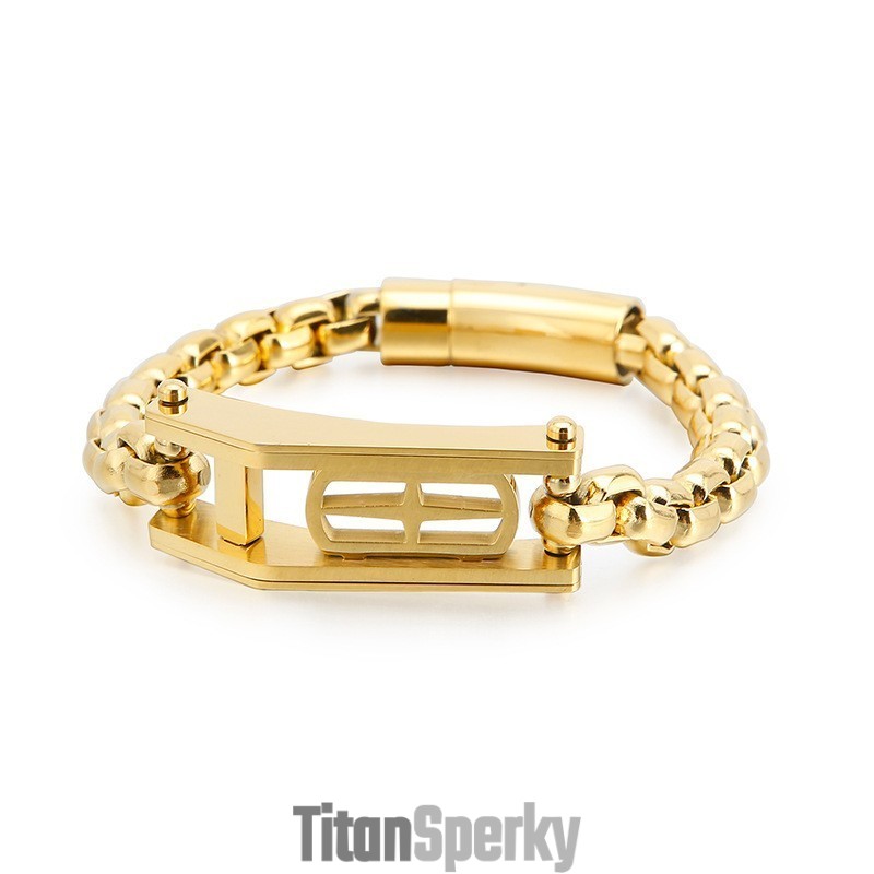 Pánský Titanový Náramek S Dutým Čtvercovým Vzorem A Rockovým Hip-Hopem