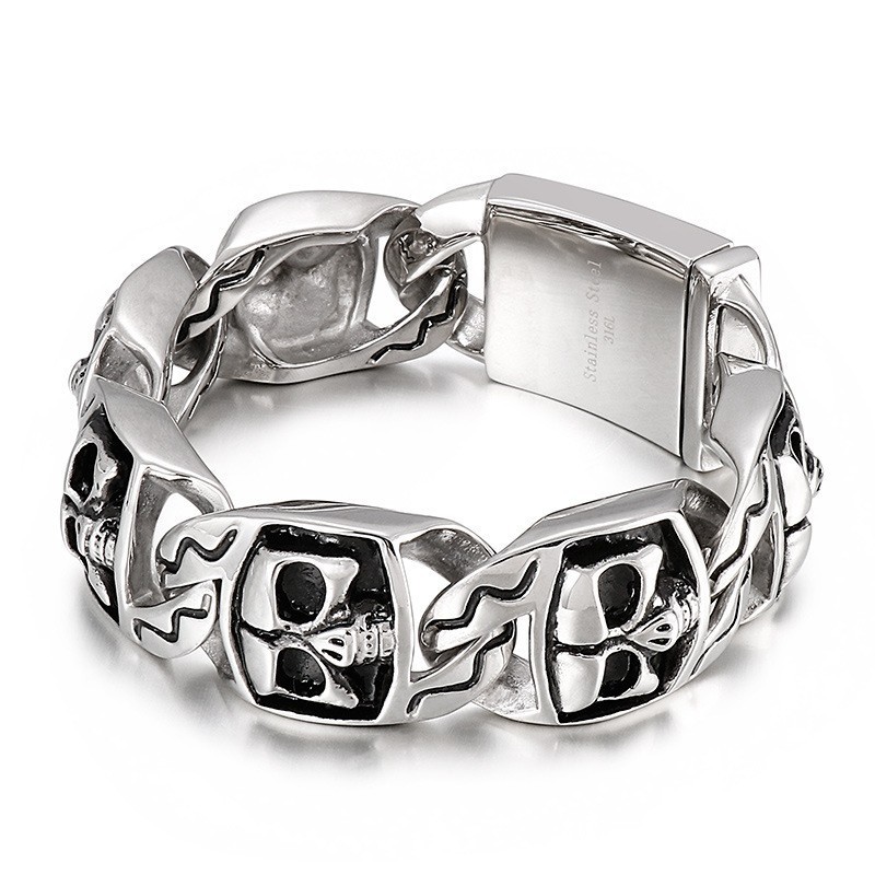 Oblíbený Pánský Titanový Náramek Cool Skull Oblíbený Pánský Titanový Náramek Cool Skull