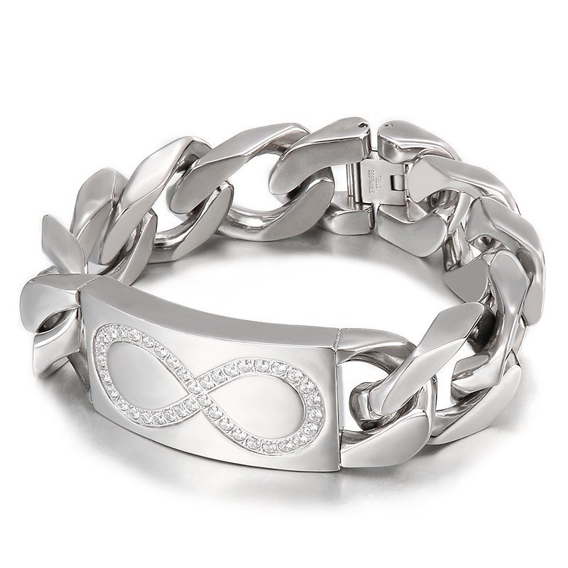 Pánské Titanové Náramky S Elegantním Stylem 8 Slov A Diamanty Pánské Titanové Náramky S Elegantním Stylem 8 Slov A Diamanty