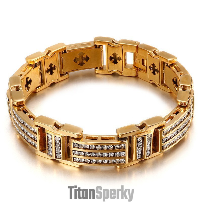 Módní Titanové Pánské Náramky S Diamanty