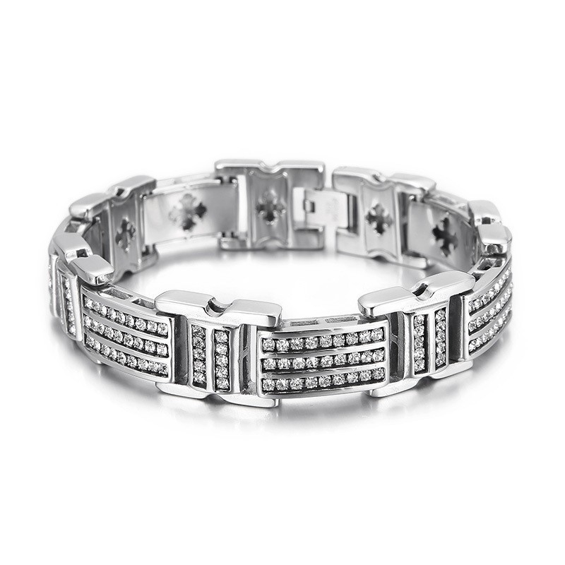 Módní Titanové Pánské Náramky S Diamanty