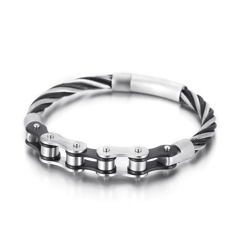 Elegantní Titanový Náramek Pro Muže A Ženy S Motorkářským Řetízkem