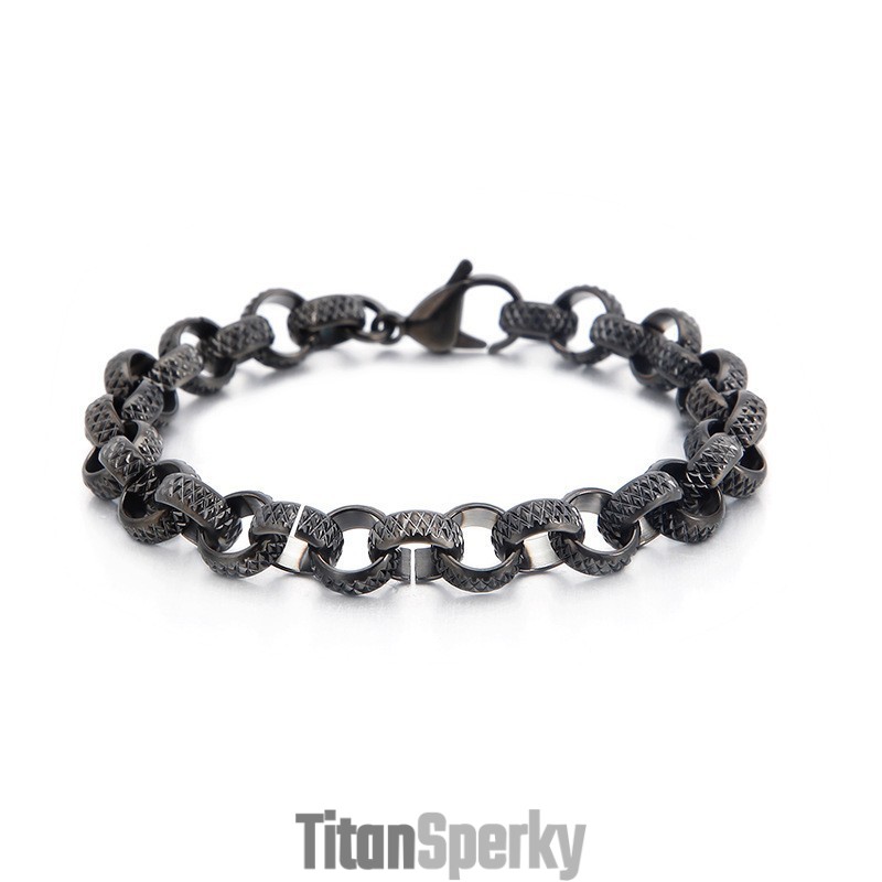 Náramek Z Titanu Ve Tvaru O S Křížem A Starověkým Elegantním Řetízkem