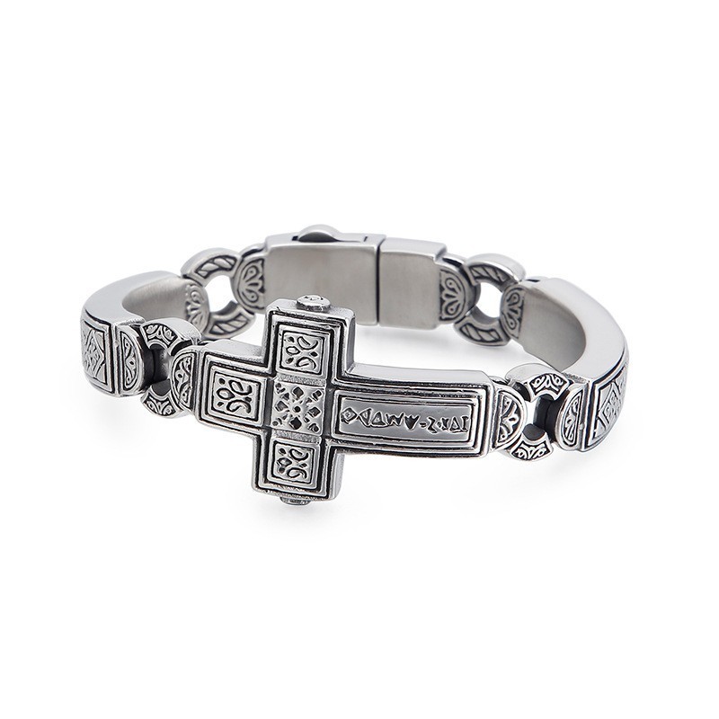 Elegantní Pánský Titanový Náramek Bent Cross Elegantní Pánský Titanový Náramek Bent Cross