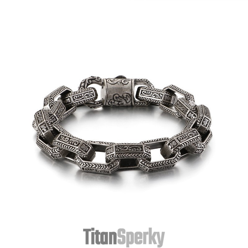 Nový Elegantní Pánský Vzorovaný Titanový Náramek Tide