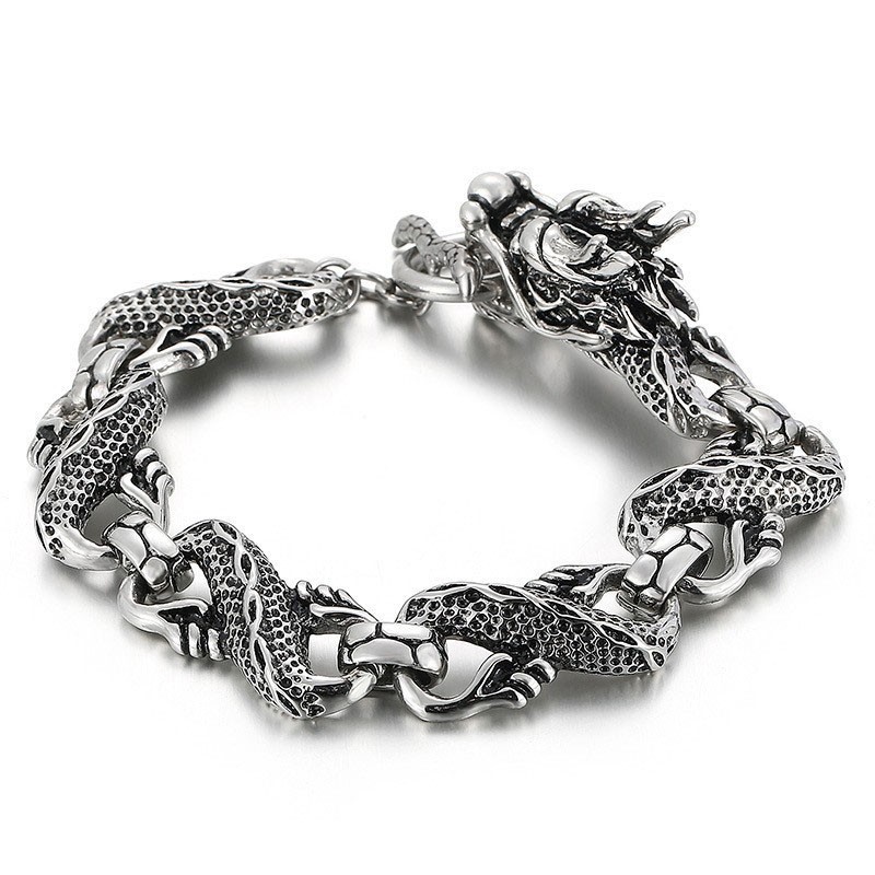 Pánský Titanový Náramek S Drakem