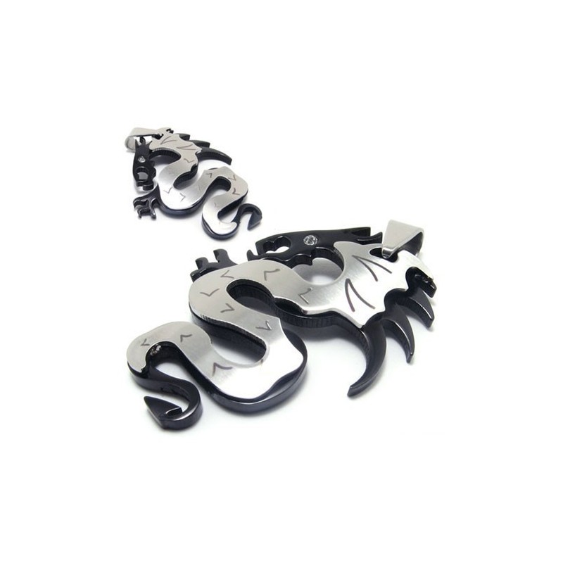 Pánský Titanový Náhrdelník S Přívěskem Black Dragons
