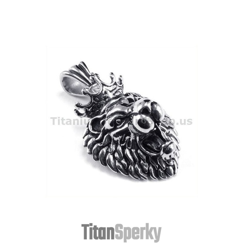 Titanový Přívěsek S Hlavou Lvího Krále - Řetízek Zdarma