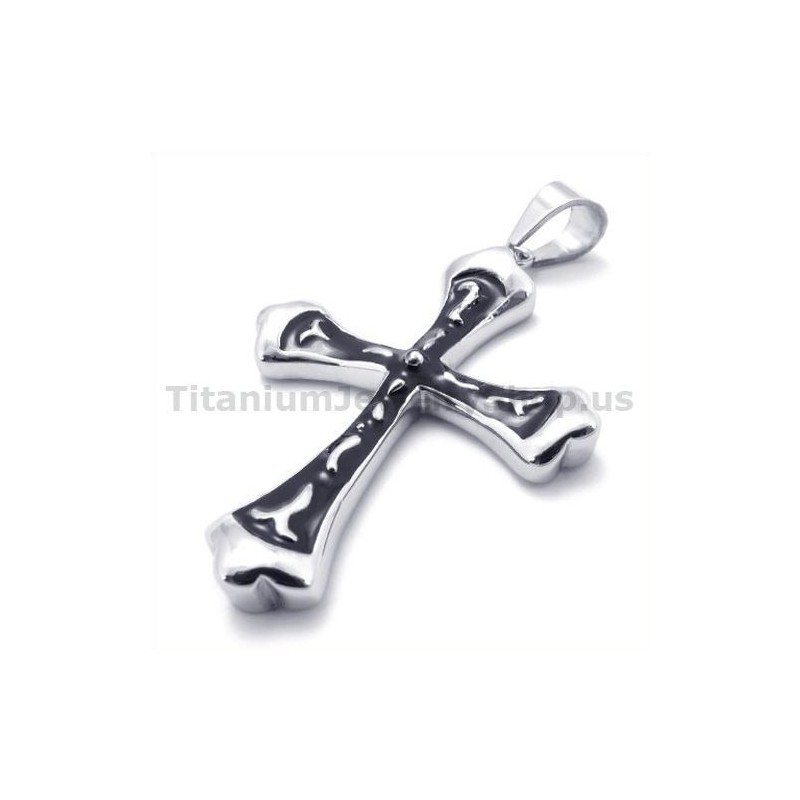 Černý Titanový Přívěsek S Křížkem - Řetízek Zdarma