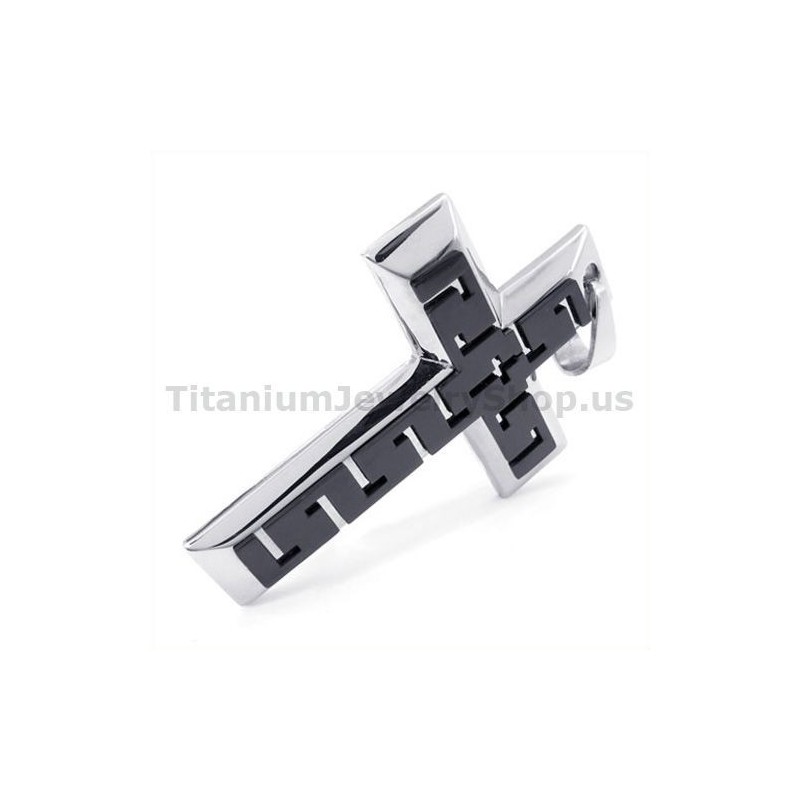 Černý Titanový Přívěsek S Křížkem - Řetízek Zdarma