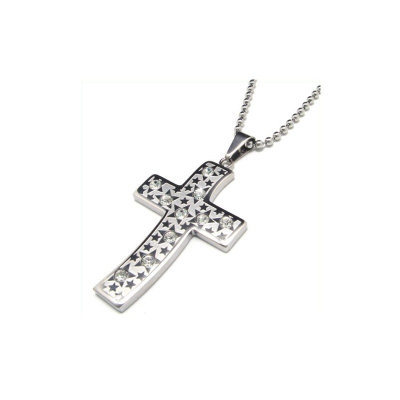 Titanový Diamantový Křížový Náhrdelník Pro Muže Titanový Diamantový Křížový Náhrdelník Pro Muže