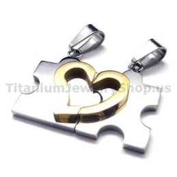 Přívěsky Pro Milovníky Z Titanu S Puzzle Sweetheart (v kovově šedé barvě) - Řetízky Zdarma
