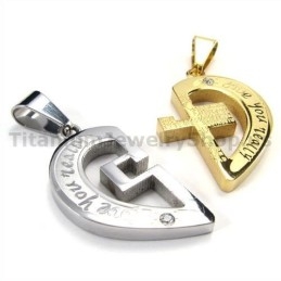 Přívěsky Love You Really Gloden Titanium Lovers S Řetízky Bez Diamantů