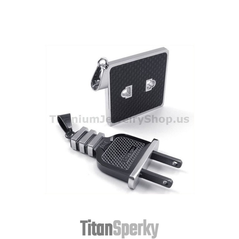 Černé Titanové Přívěsky Pro Milovníky Se Zásuvkou A Zástrčkou - Řetízky Bez Přívěsků