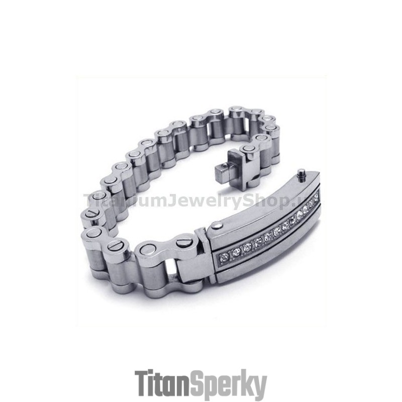 Pánský Titanový Náramek S Diamanty Pánský Titanový Náramek S Diamanty
