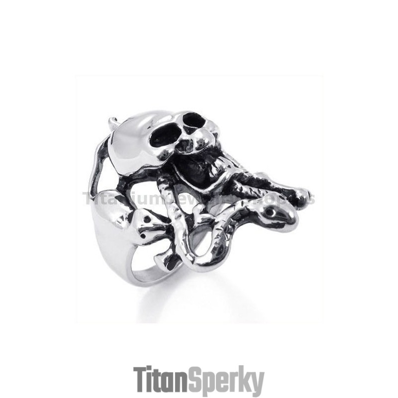Titanový Prsten S Lebkou Hada