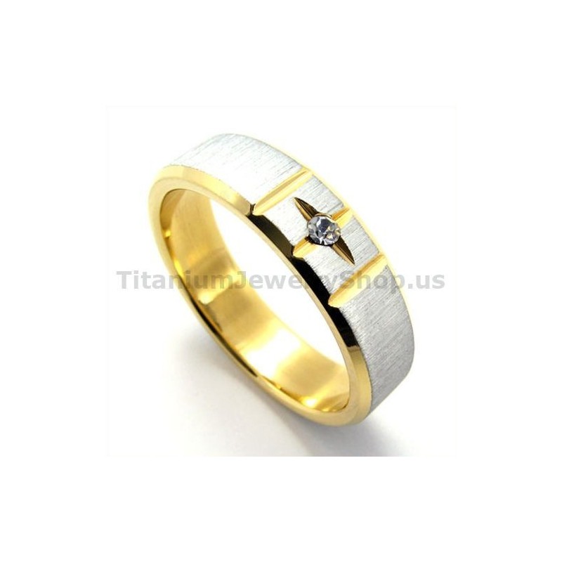Titanový Prsten Gloden Cross S Diamantem