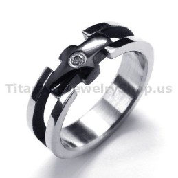 Titanový Prsten S Křížem A Diamantem