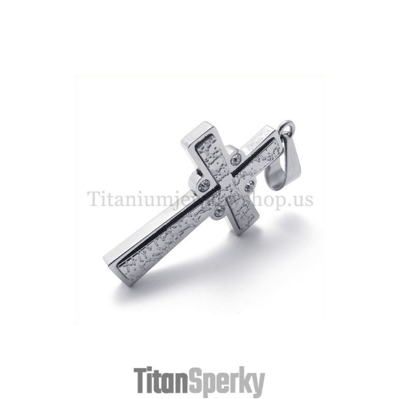 Módní Diamantový Dvouvrstvý Titanový Křížový Přívěsek