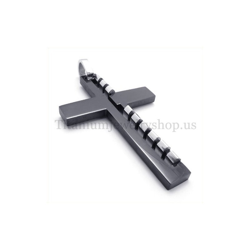 Černý Pánský Módní Titanový Přívěsek S Křížem