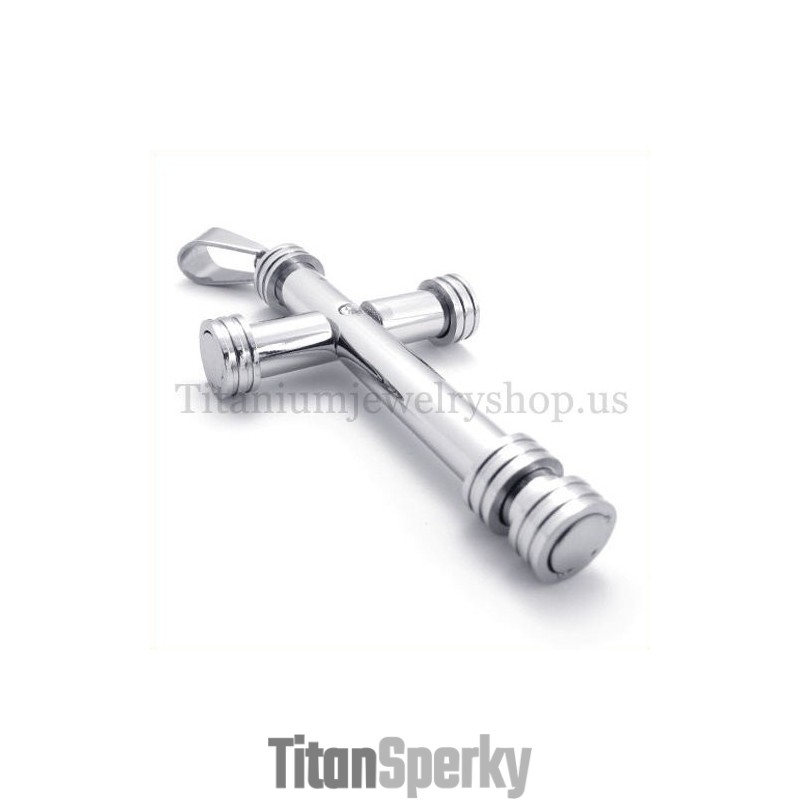 Stříbrný Válcový Módní Titanový Křížový Přívěsek
