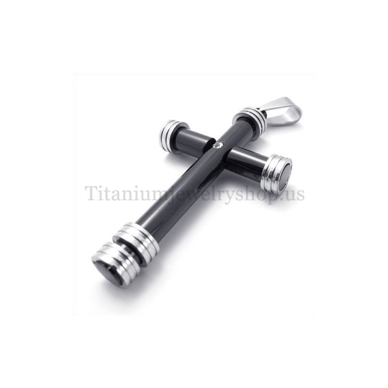 Módní Černý Válcový Titanový Křížový Přívěsek